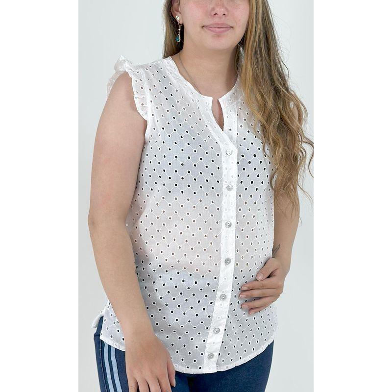 L Y H - Blusa Para Mujer Sin Manga Blanco Marca L&H