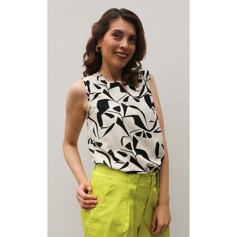 L Y H - Blusa Para Mujer Sin Manga Blanco Marca L&H
