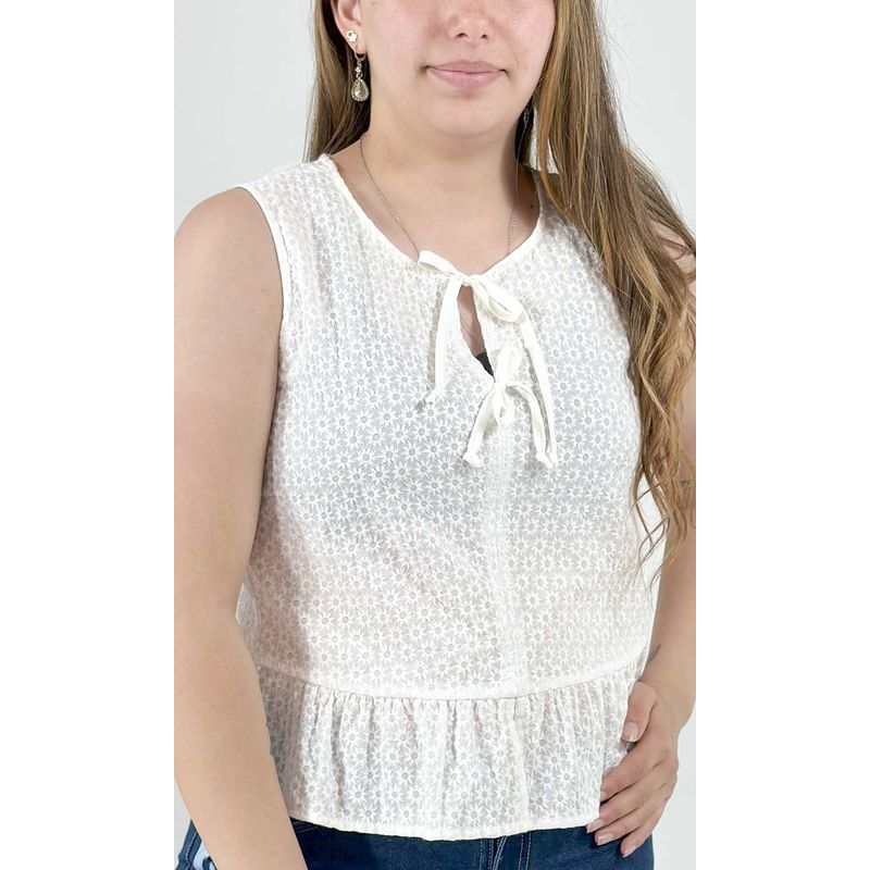 L Y H - Blusa Para Mujer Sin Manga Blanco Marca L&H