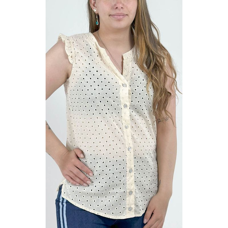 L Y H - Blusa Para Mujer Sin Manga Beige Marca L&H