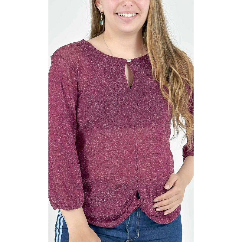 L Y H - Camiseta Para Mujer Manga 34 Lila Marca L&H