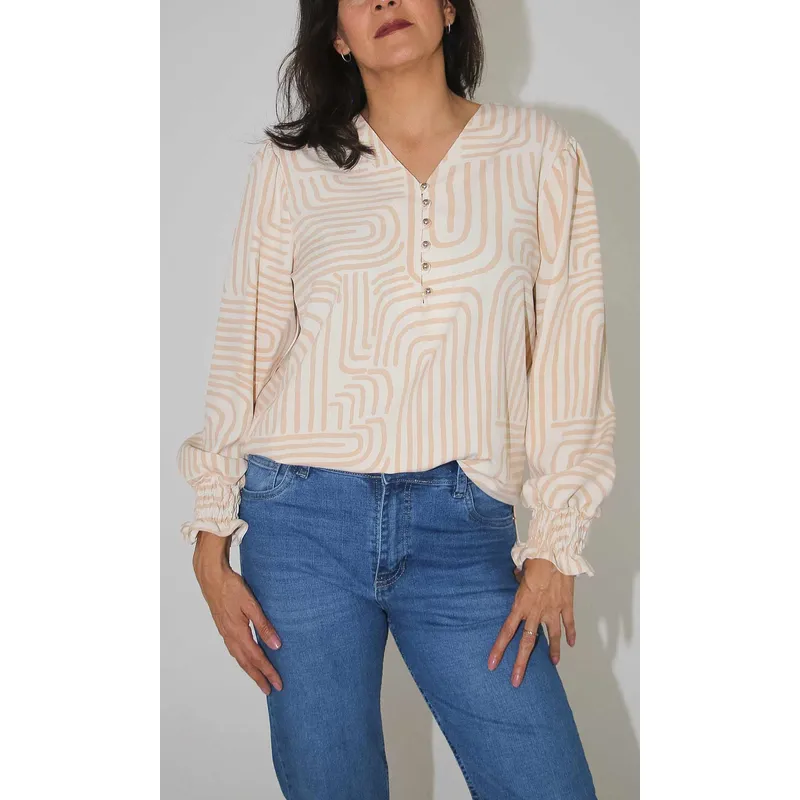 L Y H - Blusa Para Mujer Manga Larga Coral Marca L&H