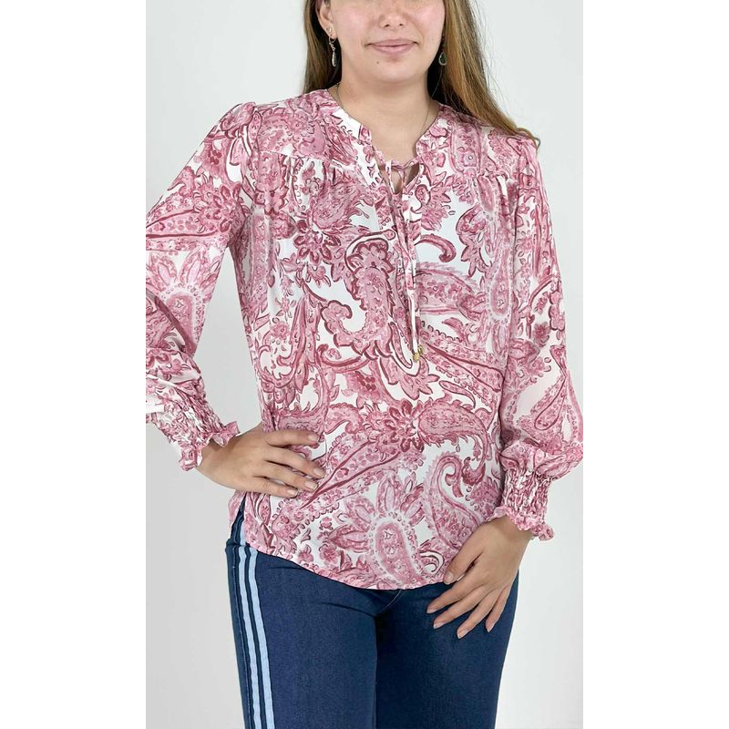L Y H - Blusa Para Mujer Manga Larga Rosa Marca L&H