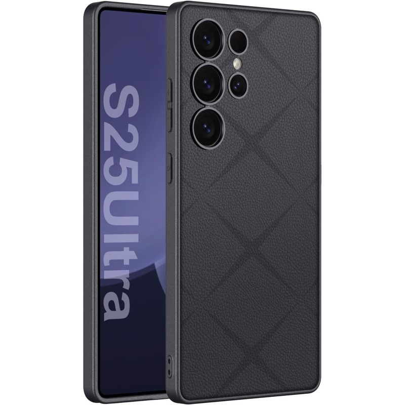 GENERICO - Forro Estuche Protector de Cuero Sinténtico Para Samsung S25 Ultra Negro