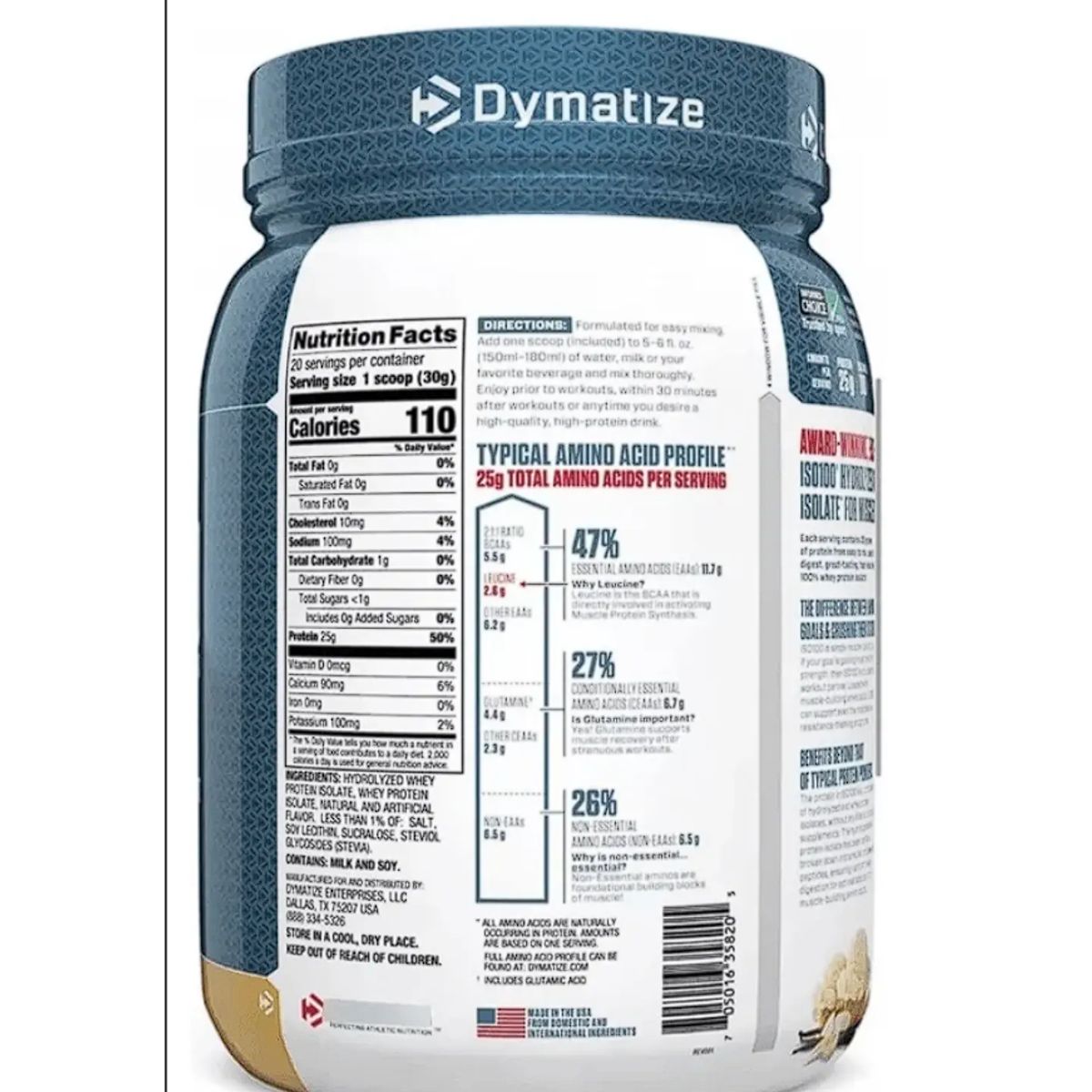 DYMATIZE - ISO100 COOKIES AND CREAM 100% Hidrolizada Premium Rápida Absorción 5LB