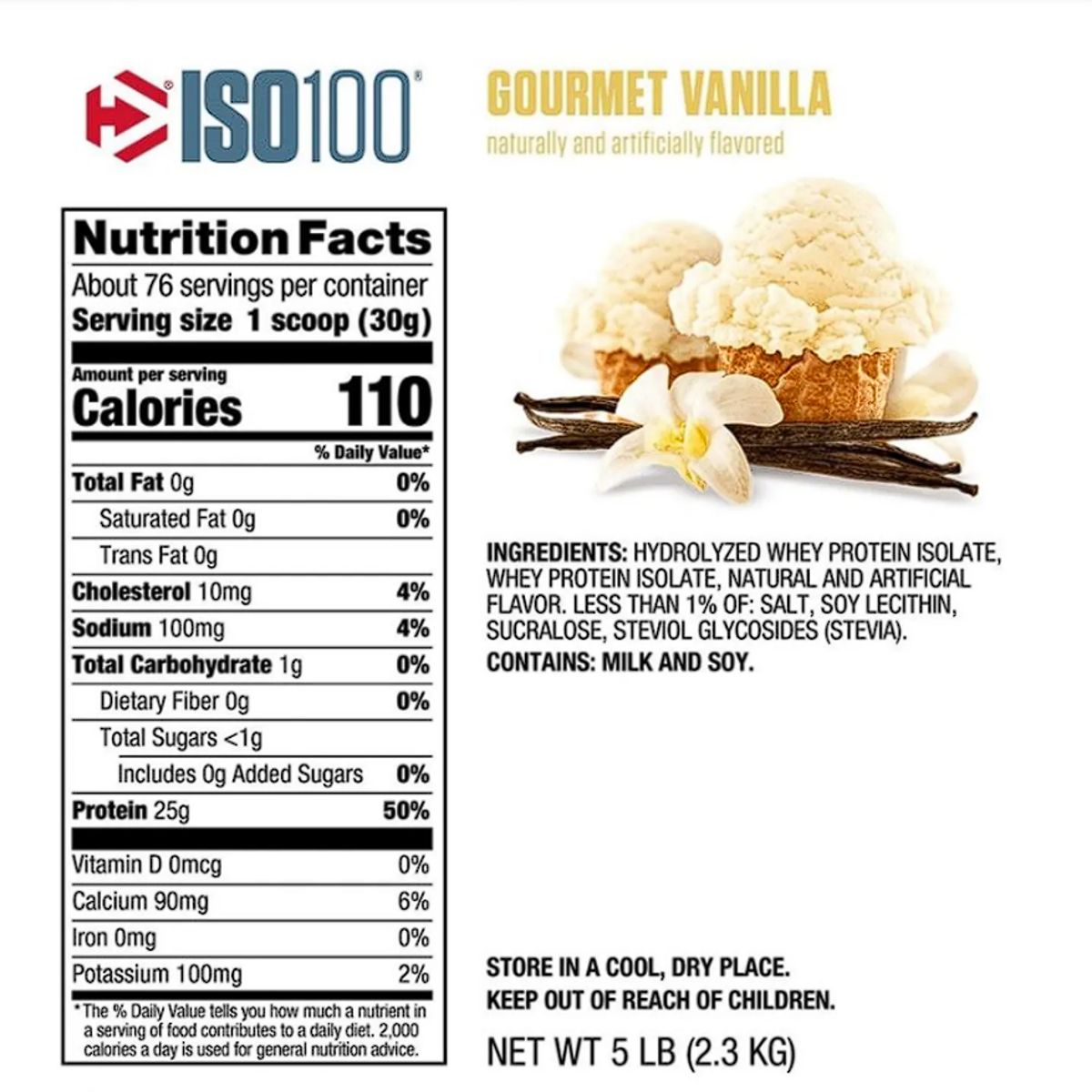 DYMATIZE - ISO100 Dymatize Vainilla 100% Hidrolizada Premium 610g ENVIO RAPIDO