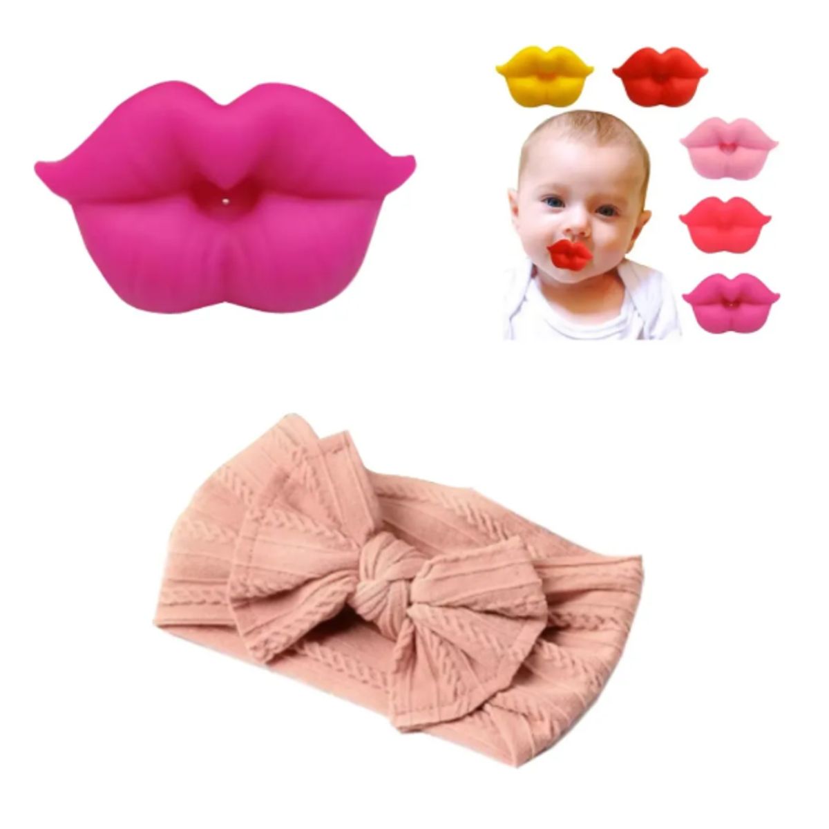 AMERICAN GENERICS - Balaca Para Bebe Niña Regalo + Chupo De Labios Para Bebe