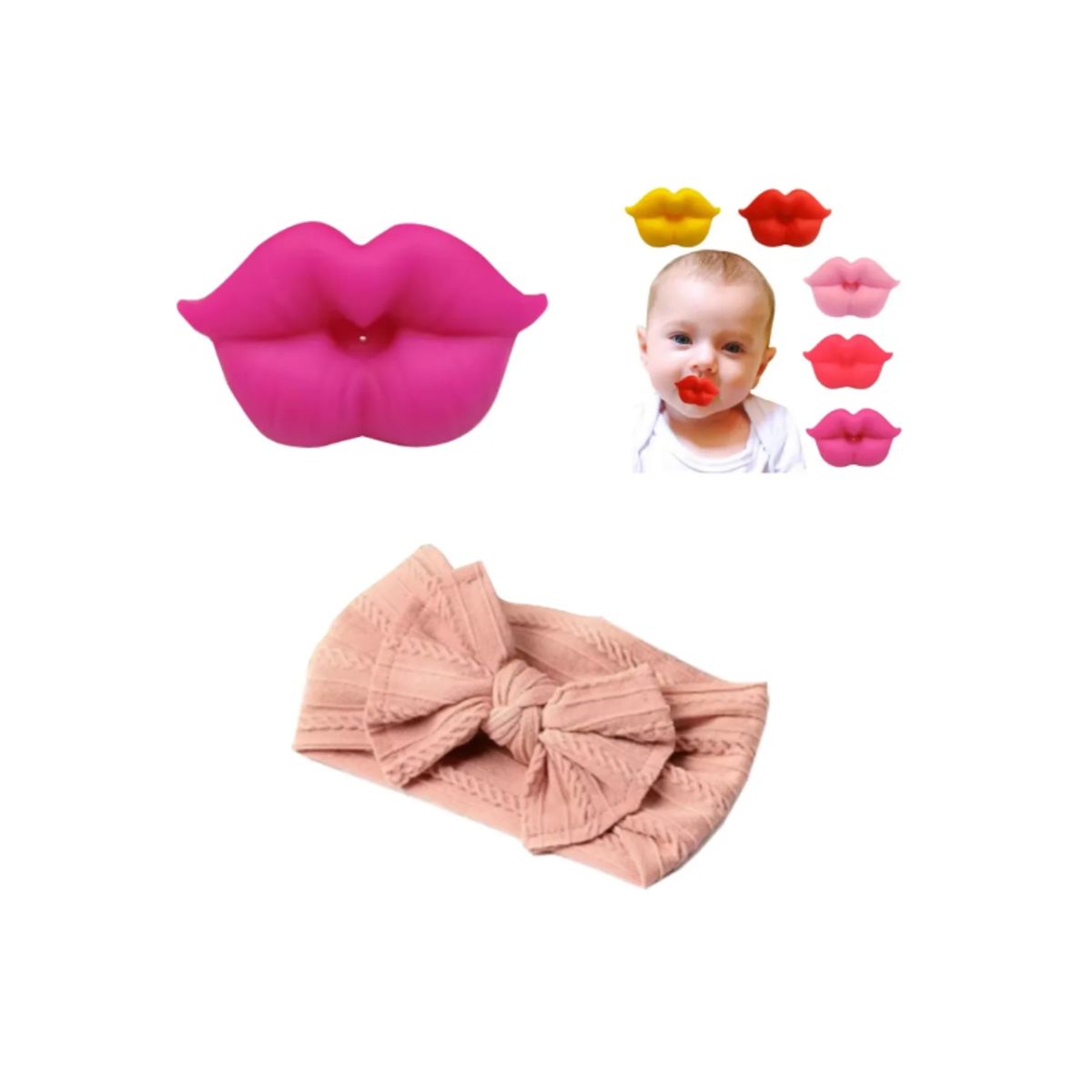 AMERICAN GENERICS - Balaca Para Bebe Niña Regalo + Chupo De Labios Para Bebe