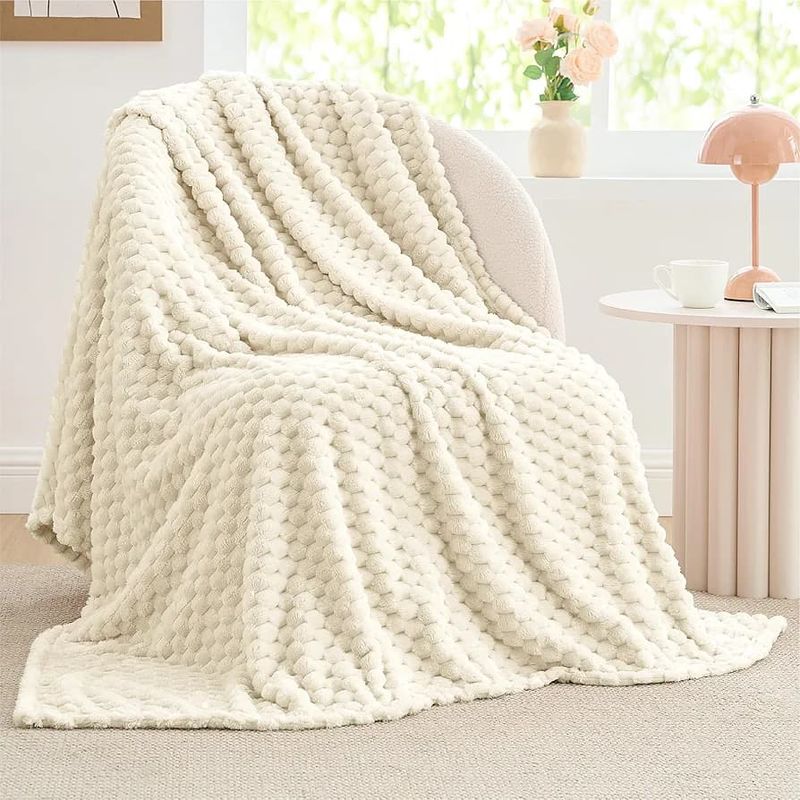 GENERICO - Cobija Ovejero Diseño 3D Doble-Queen 210x190 Color Beige Claro
