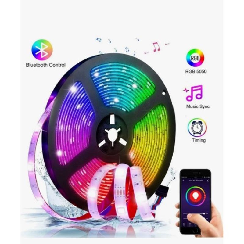 GENERICO - Tira De Luces Led Rgb Bluetooth Rítmica Adaptador + Control 12V