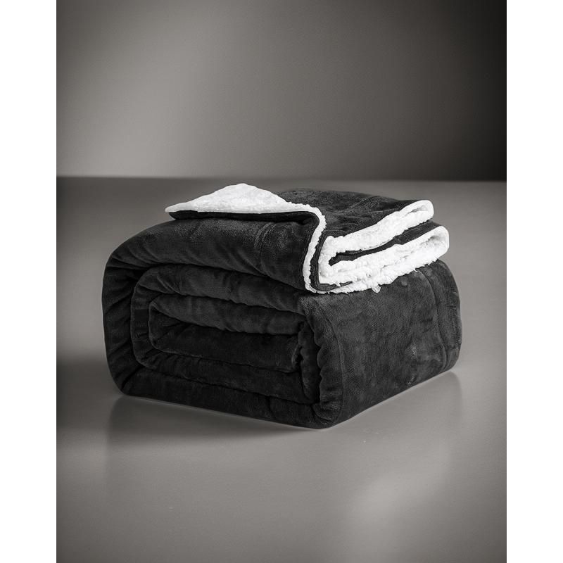GENERICO - Cobija Térmica Ovejero Cama Doble-Queen 190x220 Color Negro