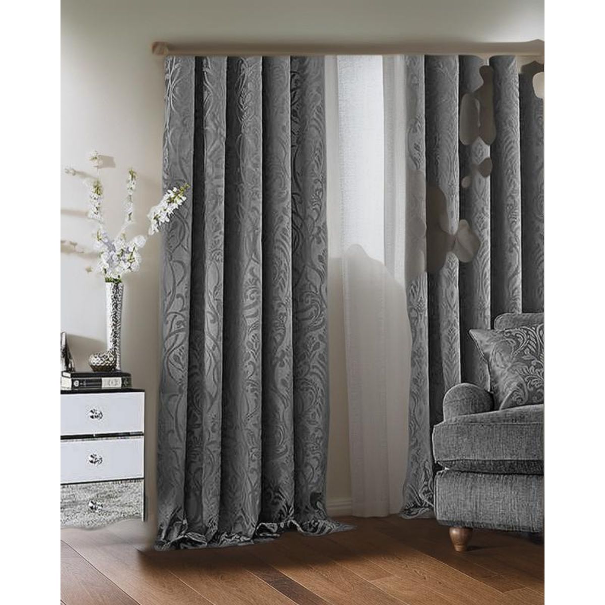 GENERICO - Juego de Cortinas Decoración Hogar Color Gris Oscuro