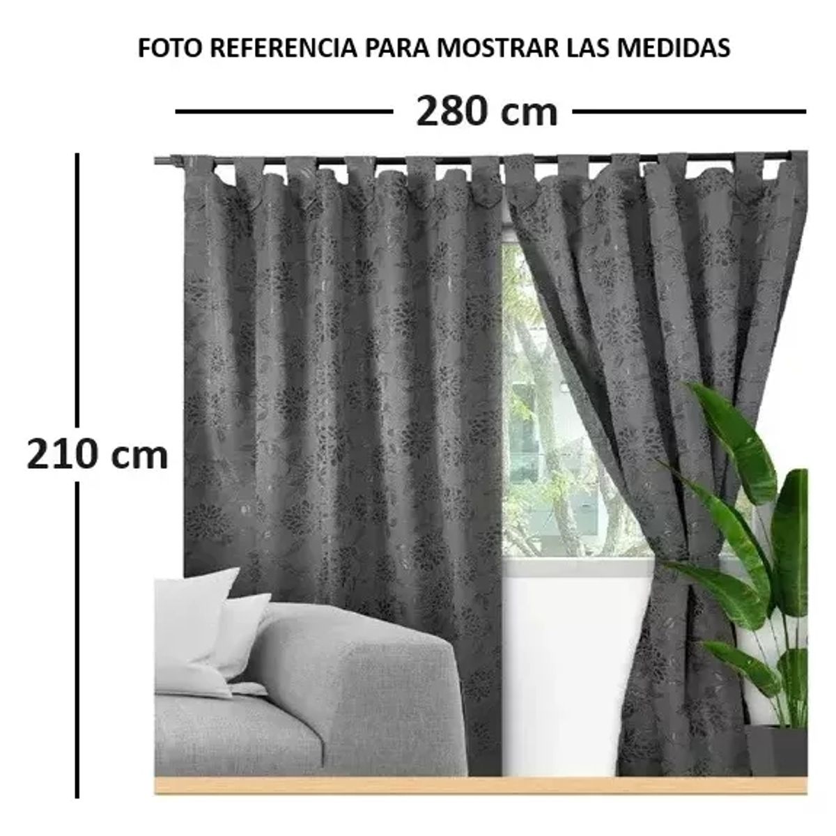 GENERICO - Juego de Cortinas Decoración Hogar Color Gris Oscuro