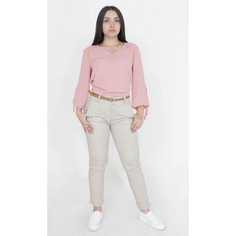 L Y H - Pantalon Para Mujer Beige Marca L&H