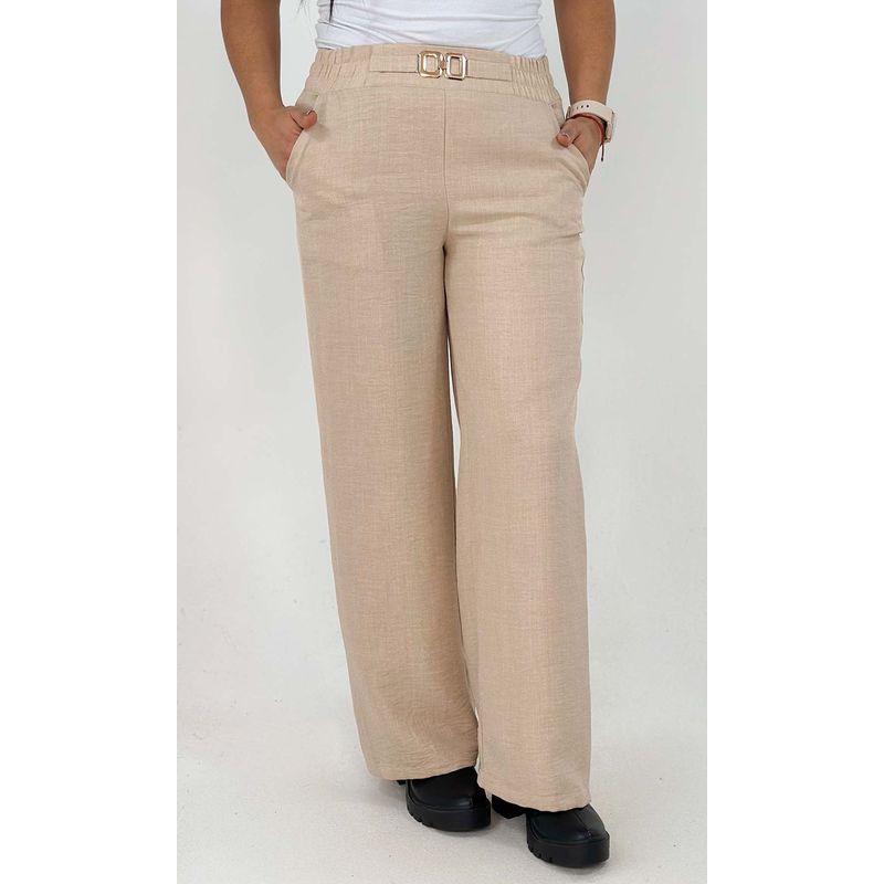 L Y H - Pantalon Para Mujer Beige Marca L&H
