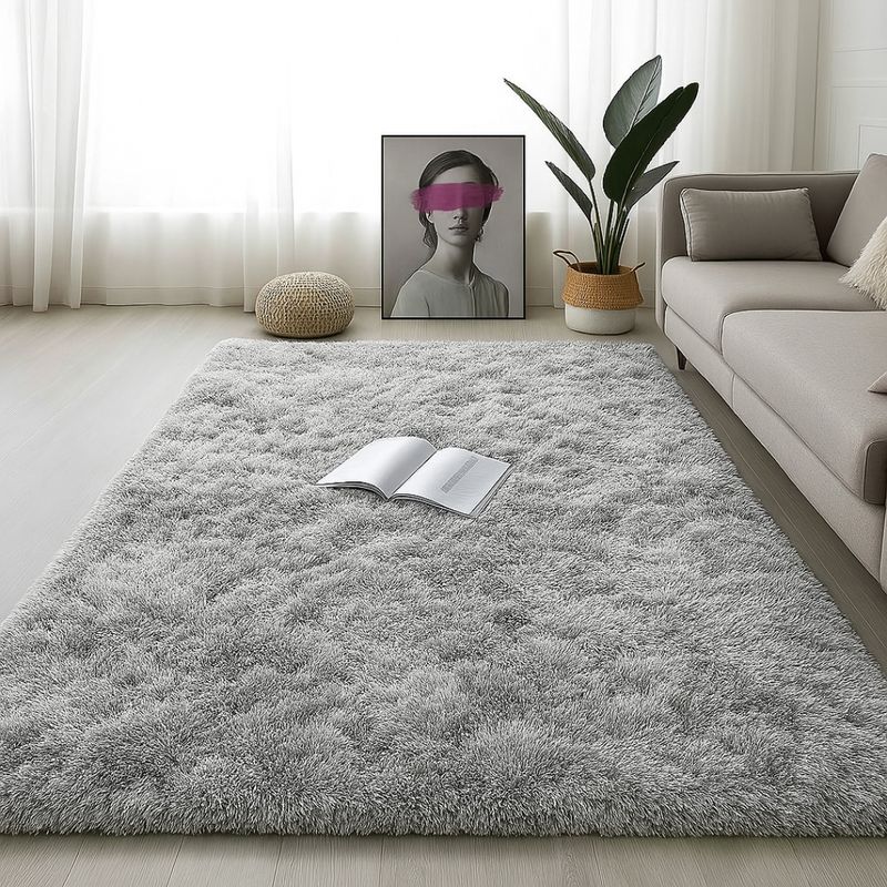 GENERICO - Tapete Alfombra Peluda Gris Sala Habitación Oficina
