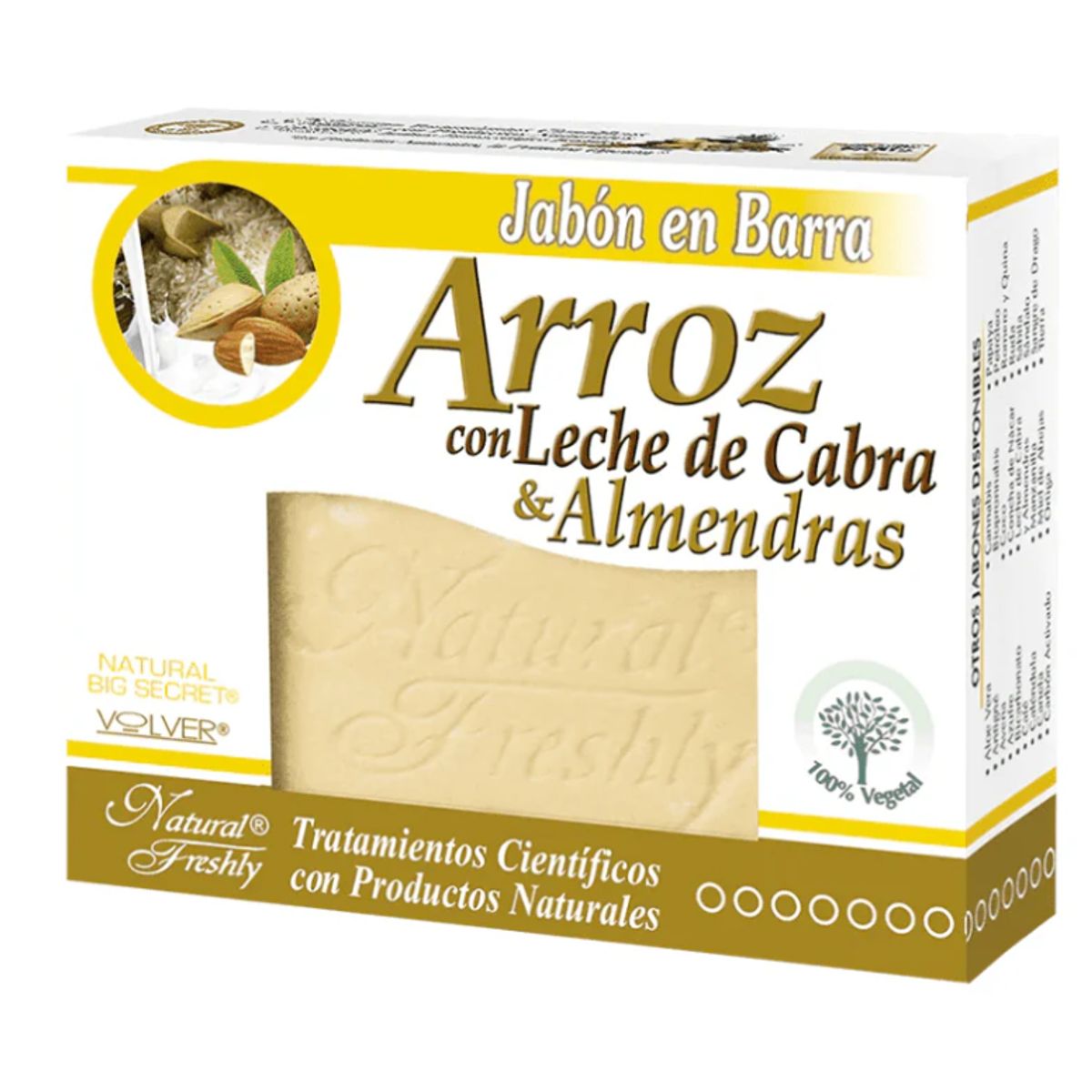 NATURAL FRESHLY - JABON CORPORAL DE ARROZ CON LECHE DE CABRA Y ALMEND X 90G