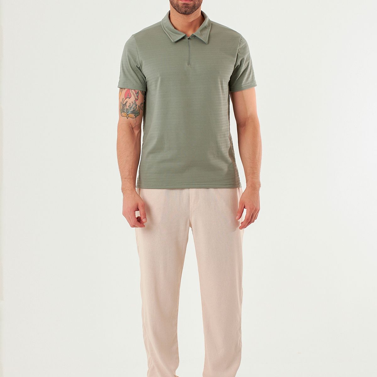 BELIFE - Camiseta polo verde para hombre