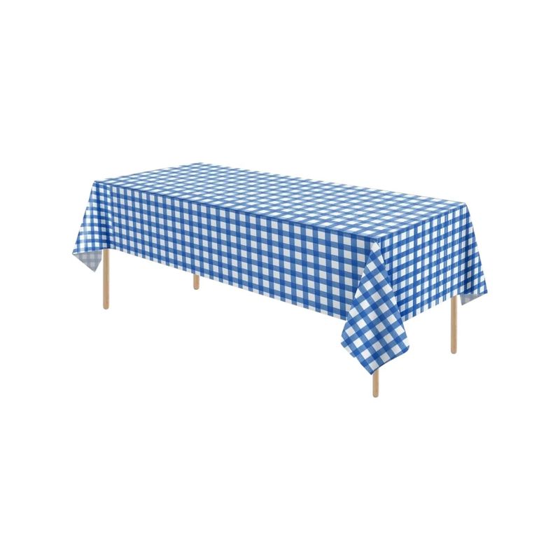 GENERICO - Mantel Plastico Tipo Tela Cuadros Picnic Azul Claro