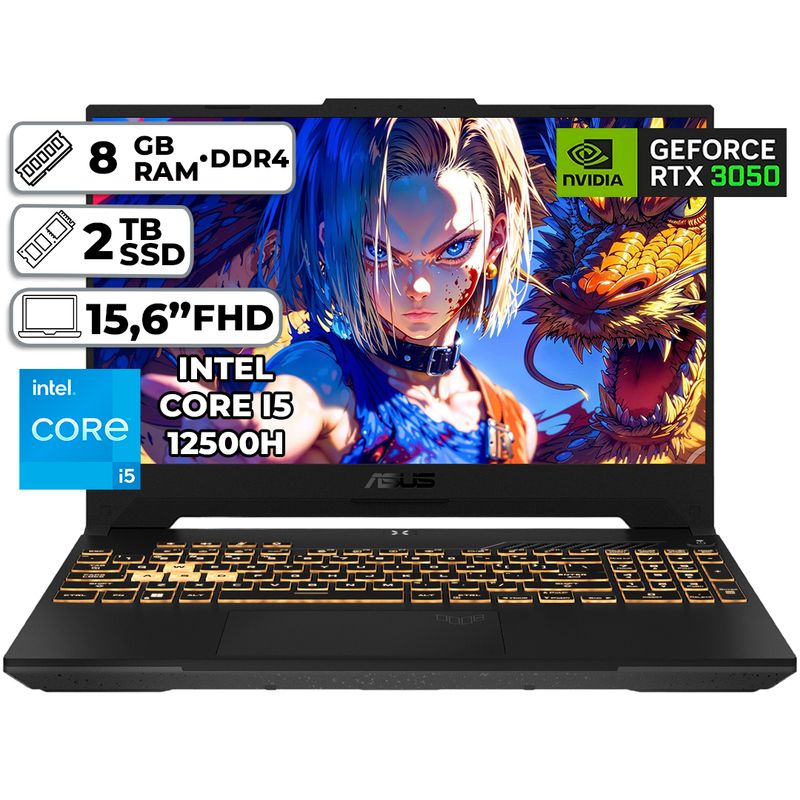 ASUS - PORTÁTIL GAMER ASUS INTEL CORE I5-12500H 8GB RAM 2TB SSD RTX 3050 4GB WIN 11 15,6" FHD JAEGER GRAY