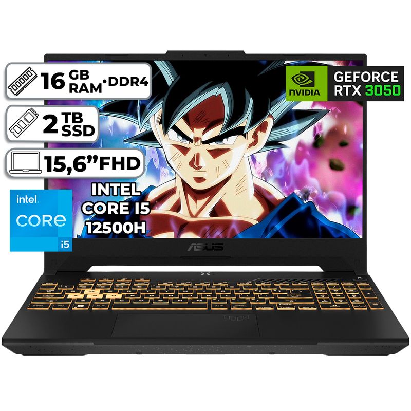 ASUS - PORTÁTIL GAMER ASUS INTEL CORE I5-12500H 16GB RAM 2TB SSD RTX 3050 4GB WIN 11 15,6" FHD JAEGER GRAY