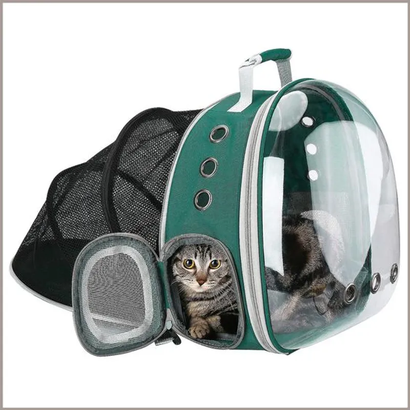 GENERICO - Morral Tipo Mochila Con Expansion Trasera Para Gatos - Verde