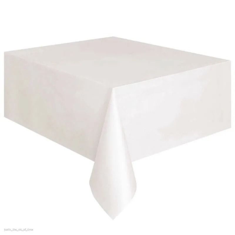 GENERICO - Mantel Plástico Rectangular Para Fiestas Tipo Tela Blanco
