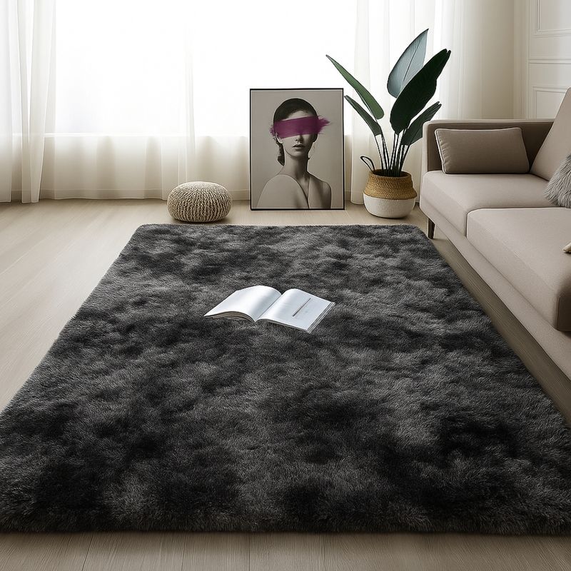 GENERICO - Tapete Alfombra Peluda Gris Jaspeado Sala Habitación Oficina