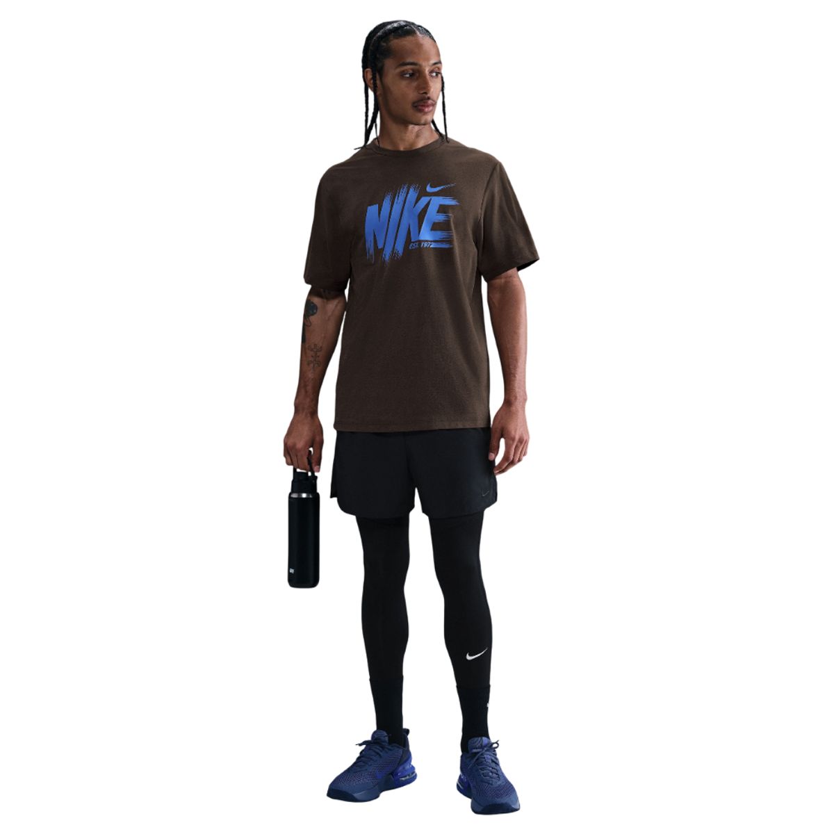 NIKE - Camiseta Nike M Nk Df Uv Hyverse Ss Gfx Hombre-Cafe
