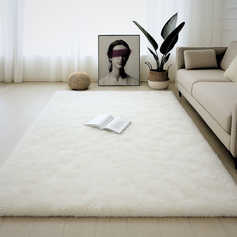 GENERICO - Tapete Alfombra Peluda 200x150cm Blanca Sala Habitación Oficina