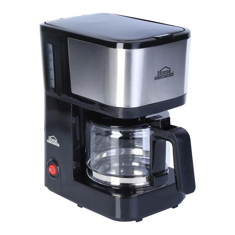 HOME ELEMENTS - Cafetera 6 Tazas Home Elements Jarra De Vidrio Hecm9420ss  Negro