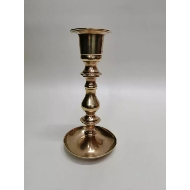 SIN ETIQUETAS - Candelabro De Mesa Hindu En Bronce Macizo Deco 1950 1 Vela