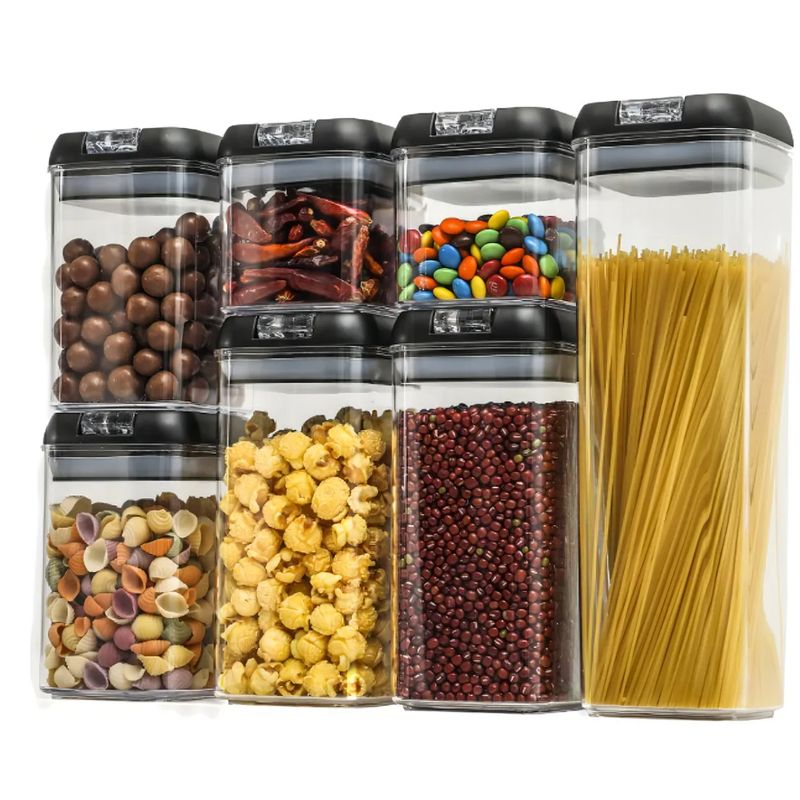 GENERICO - Organizador Frasco Hermético Cocina Tupper Recipiente X7 Color Negro