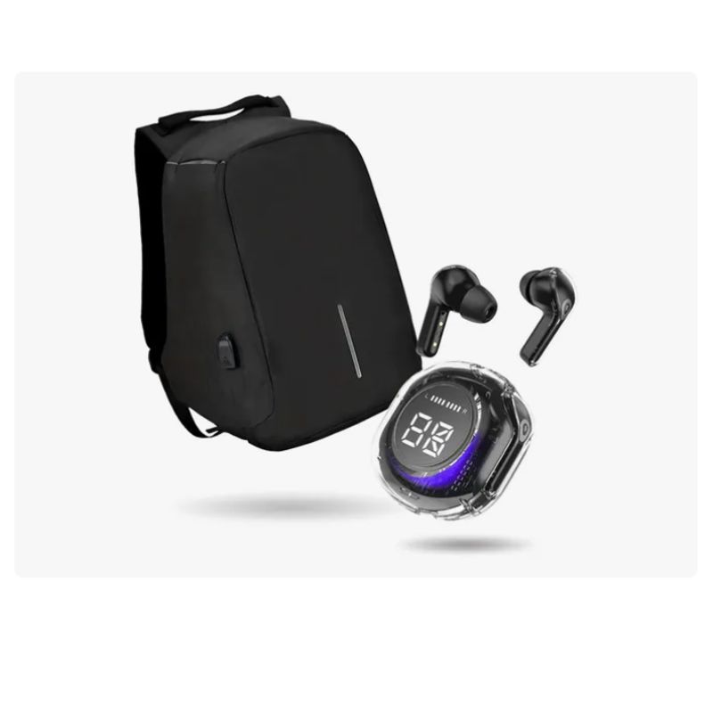INNOVA - Morral Antirrobo Puerto Usb Y Compartimento Para Laptop Con Audífonos