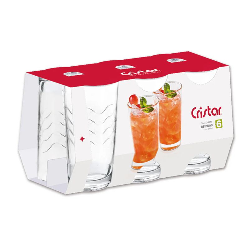 CRISTAR - Set X6 Unidades de Vasos Ondas Cristar 0293CL