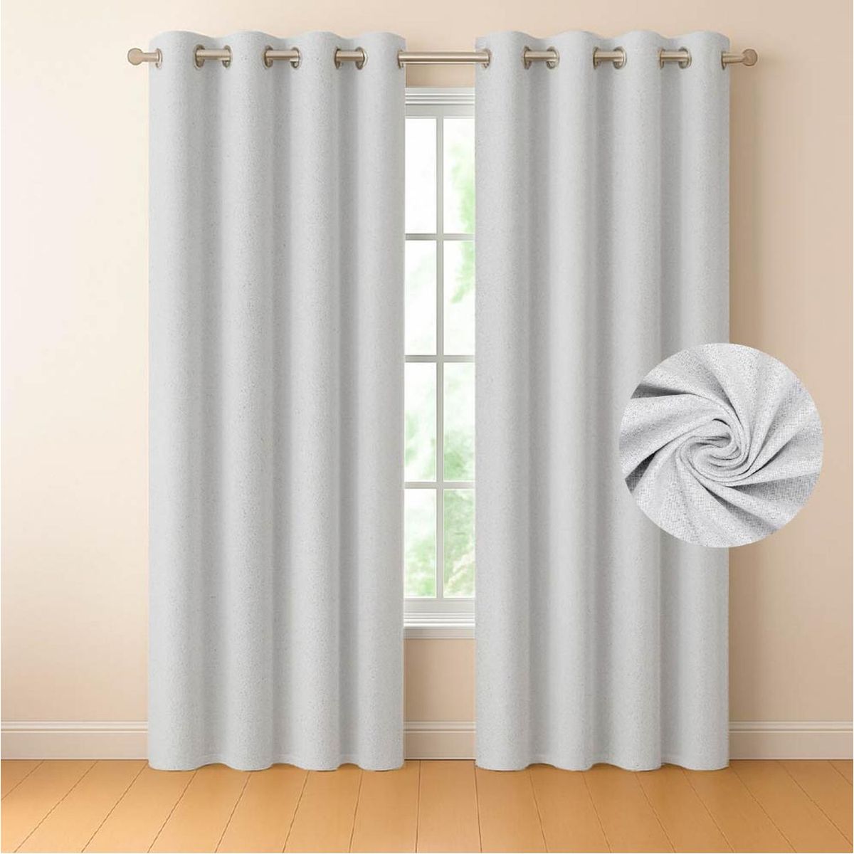 CASATUA - Cortina 100% Blackout Casatua 2 Paños Tipo Lino 220 x 140cm - Crema