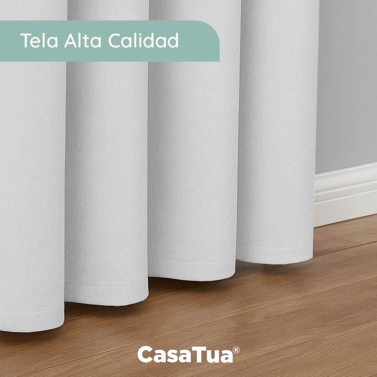 CASATUA - Cortina 100% Blackout Casatua 2 Paños Tipo Lino 220 x 140cm - Crema
