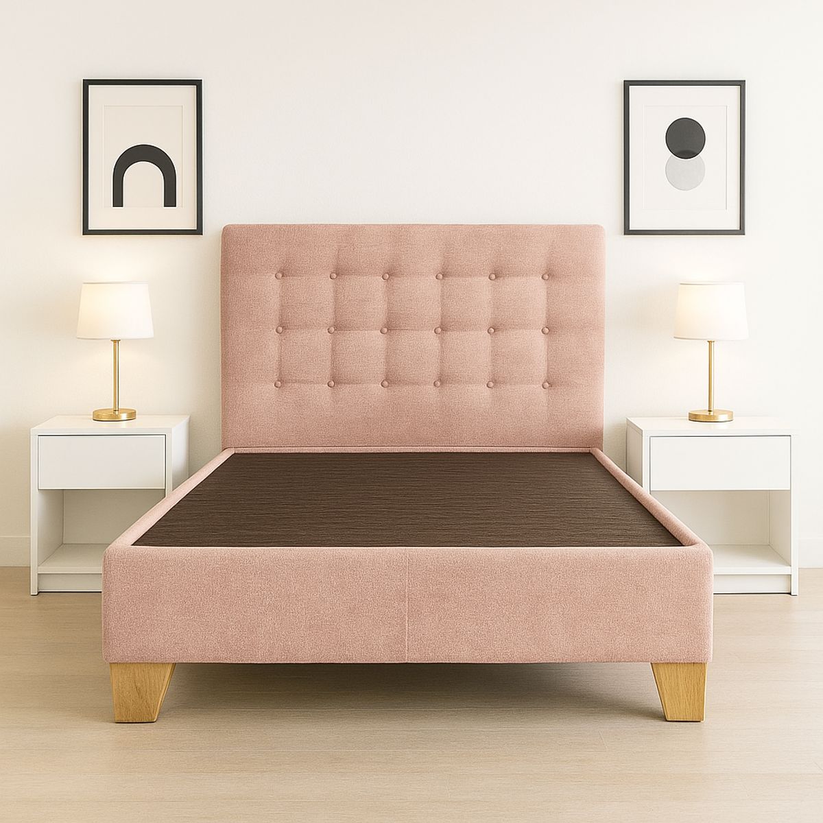 ESTILO Y CONFORT - Basecama y Cabecero 200x200 Rosa