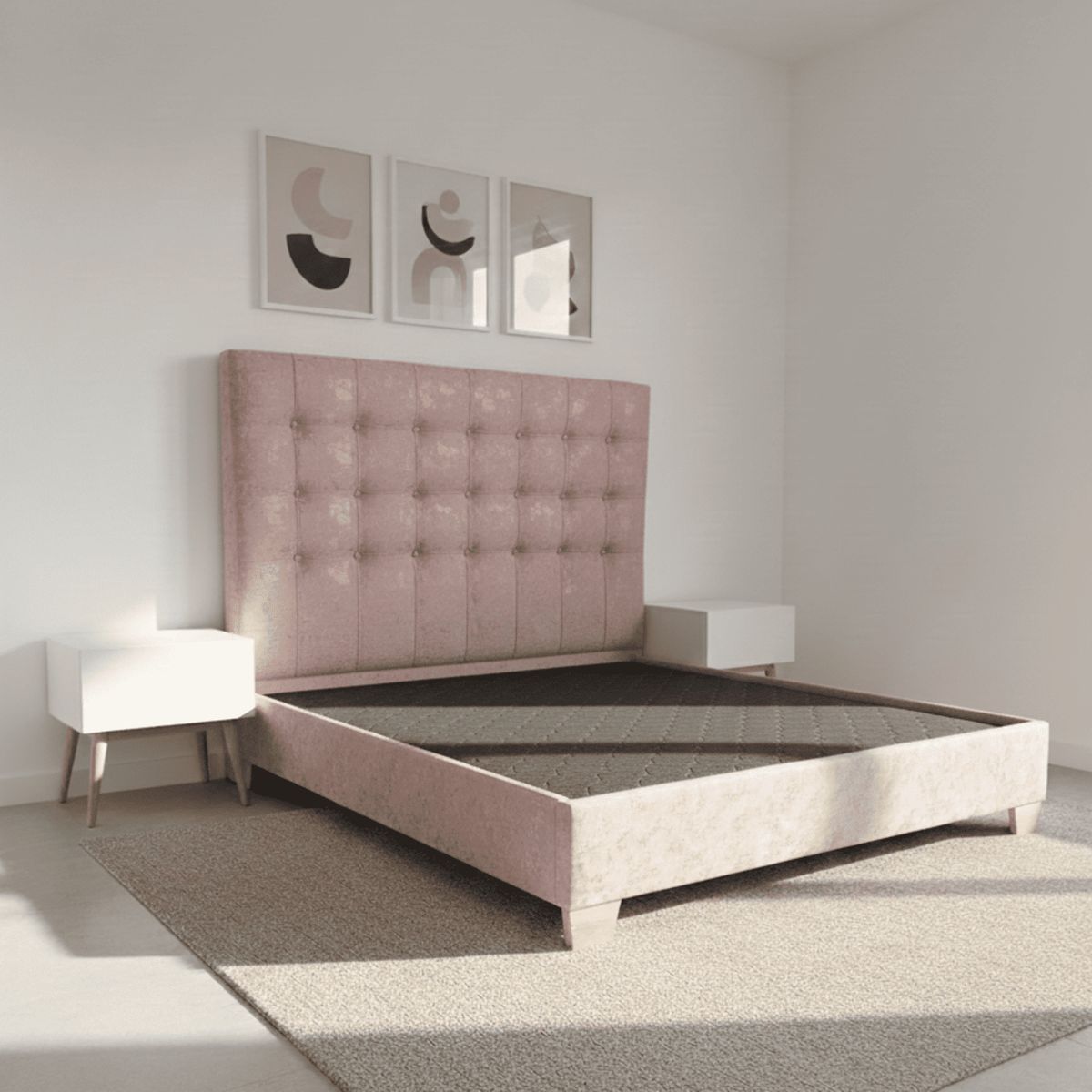 ESTILO Y CONFORT - Basecama Dividida con cabecero Deco 200x200 Palo de Rosa Pata de Madera