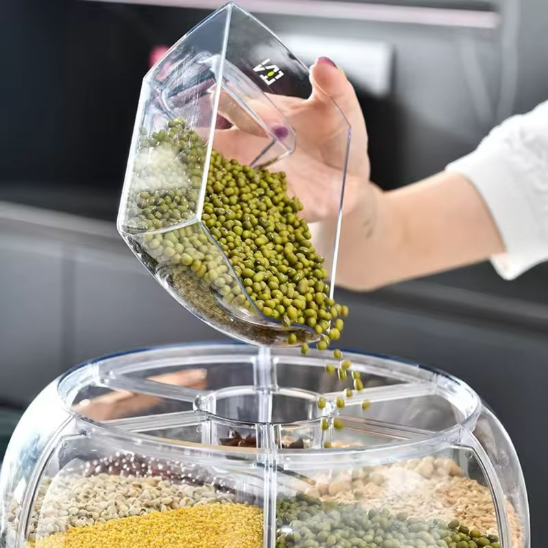 GENERICO - Dispensador Giratorio Para Granos Frutos Secos 6 Divisiones
