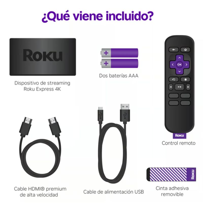 GENERICO - ROKU EXPRESS 4K + CONTROL DE VOZ + NETFLIX PRIME DISNEY STREAMING