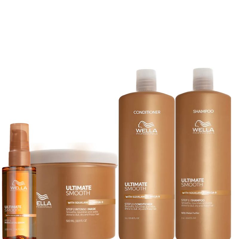 WELLA - Kit Wella Ultimate Smooth Shamp1000 + Masc 500 + Acond 1000 +Miracl100