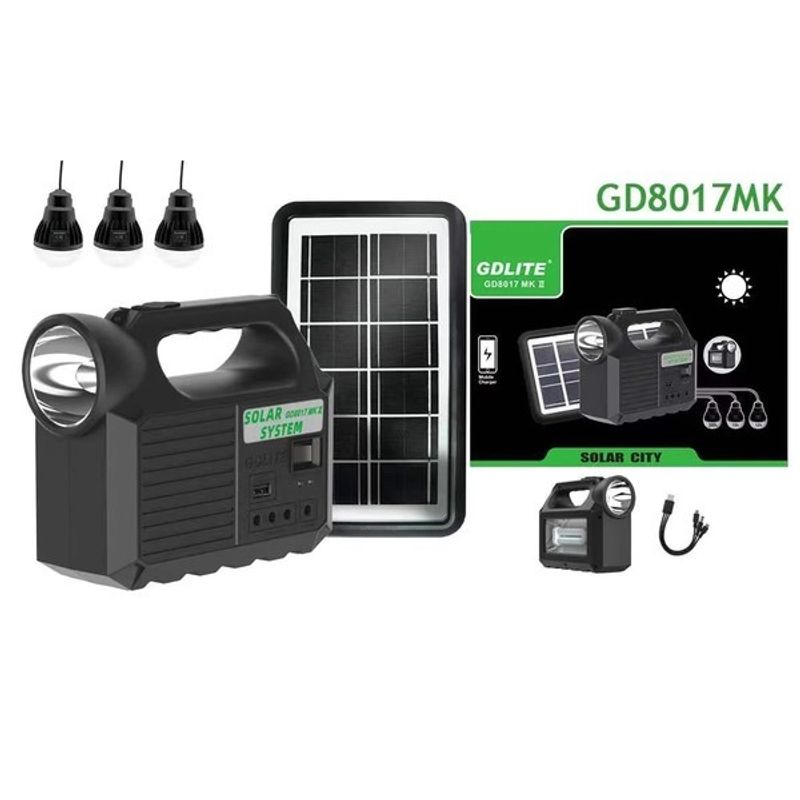 SHUNGA - Kit Lampara Panel Solar Mas 3 Bombillas Led Alta Potencia