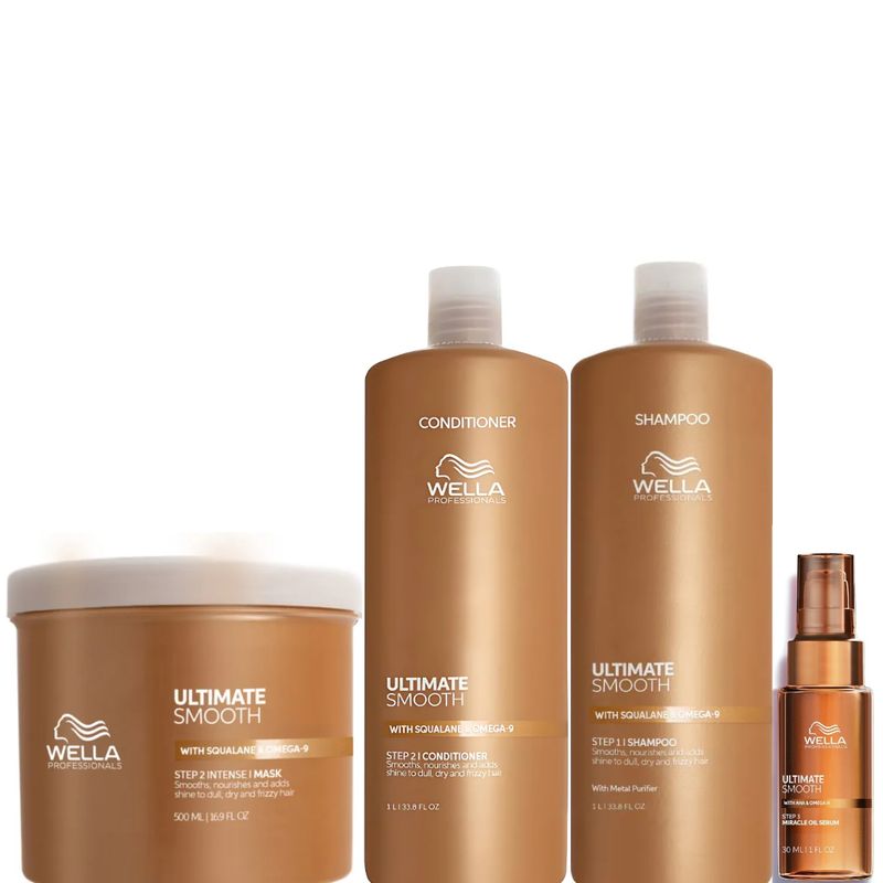 WELLA - Kit Wella Ultimate Smooth Shamp1000 + Masc 500 + Acond 1000 +Miracl 30