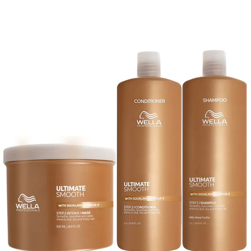 WELLA - Kit Wella Ultimate Smooth Shamp1000 + Masc 500 + Acond 1000