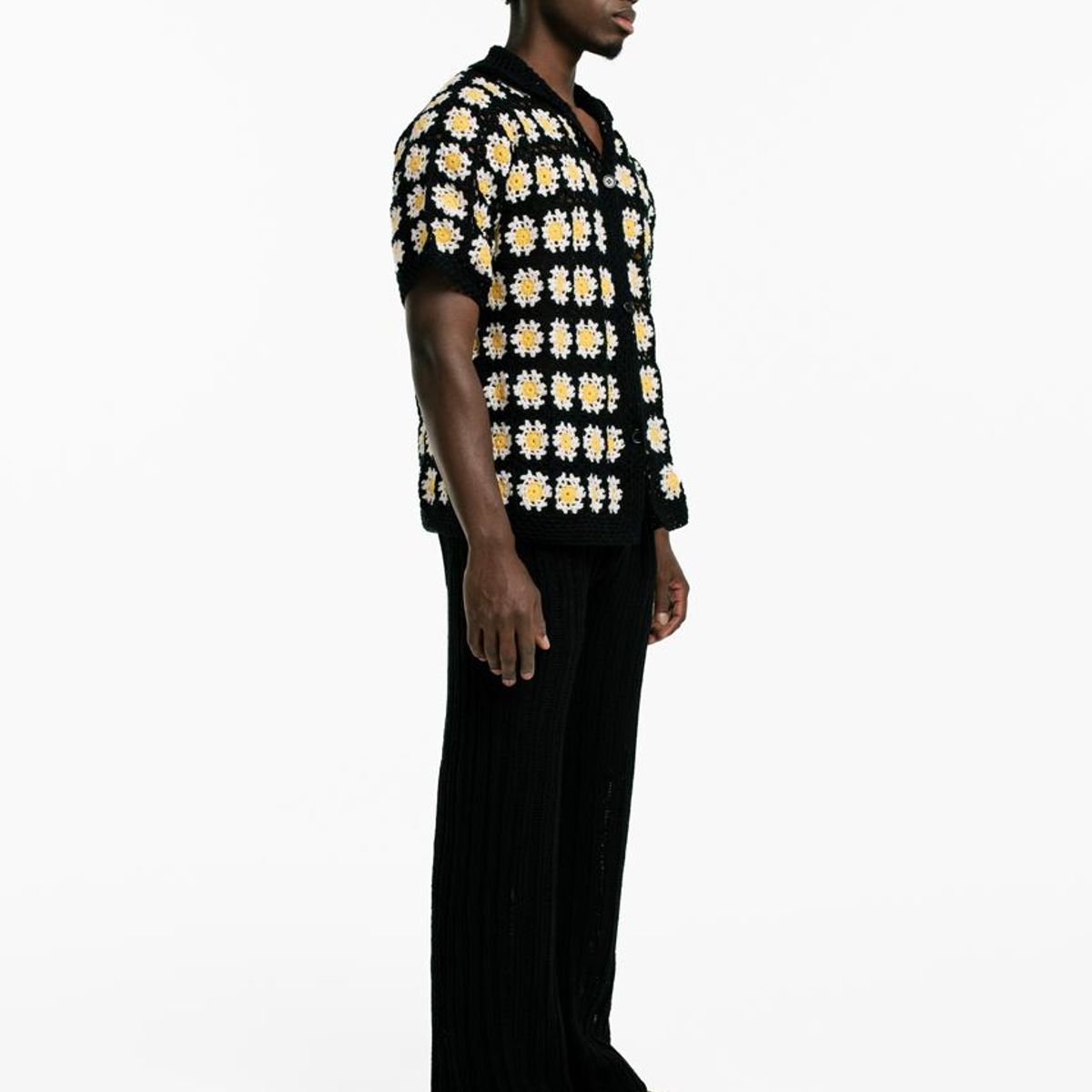 MAGLIONE - Camiseta Polo Flores crochet manga corta