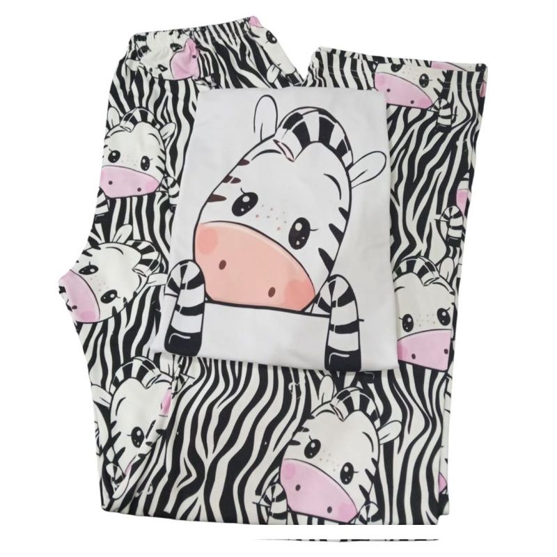 GENERICO - Pijamas Dama Estampada Piel de Durazno Cebra