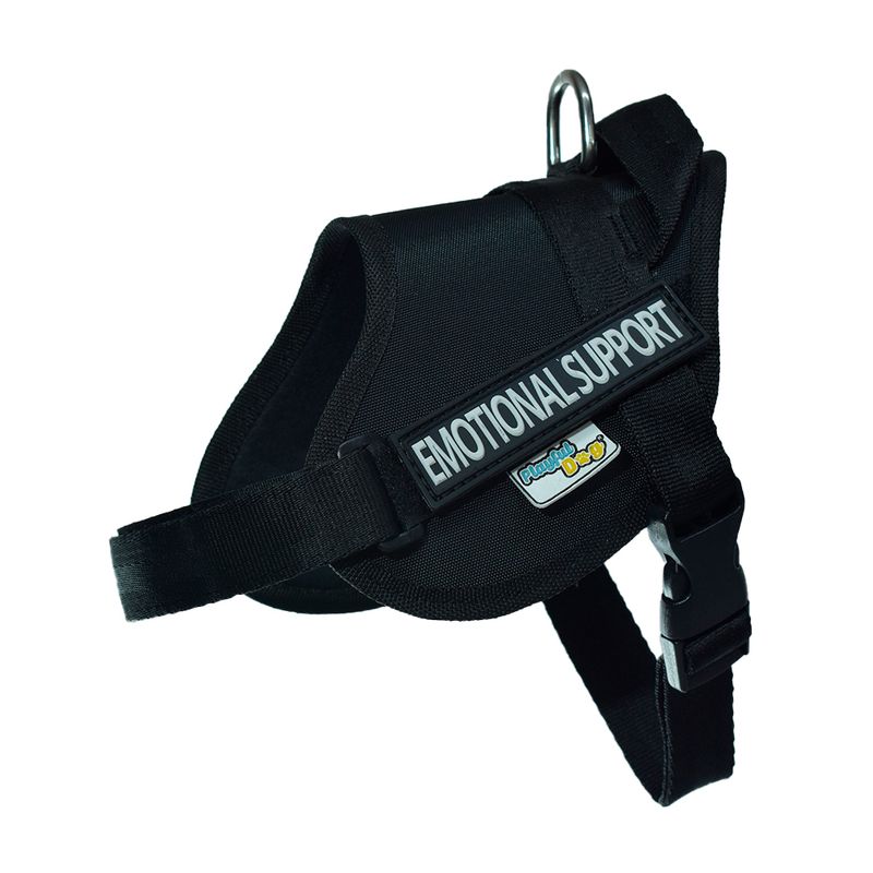 GENERICO - Arnes K9 Talla S Negro Con 2 Parches Emotional Support