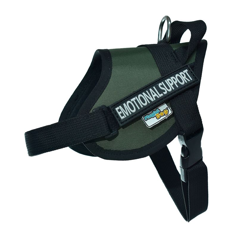 GENERICO - Arnes K9 Talla S Verde Oliva Con 2 Parches Emotional Support