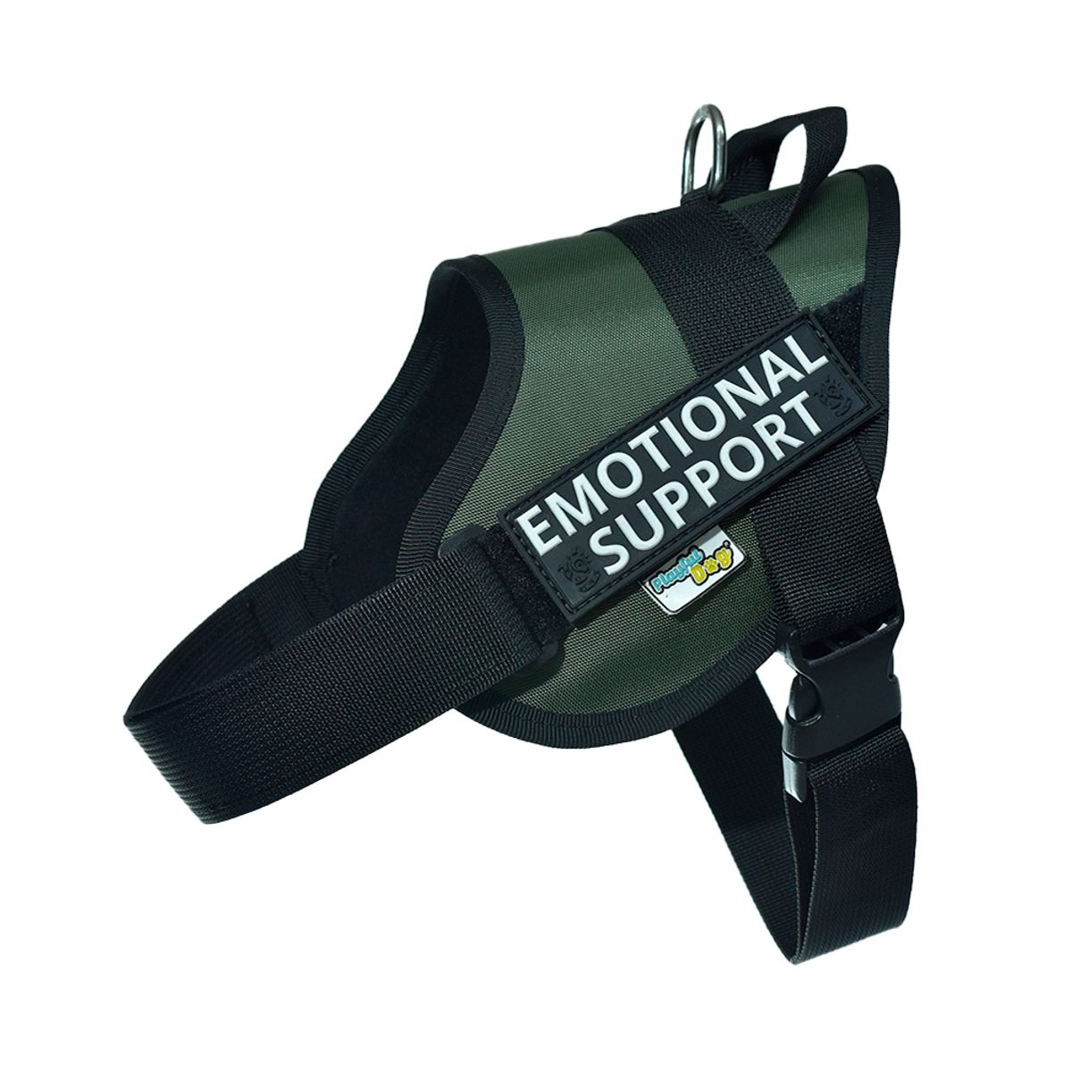 GENERICO - Arnes K9 Talla M Verde Oliva Con 2 parches Emotional Support